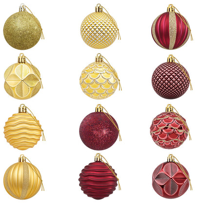 Christmas Ball Set 36 pcs Gold and Wine Red 6 cm Polystyrene