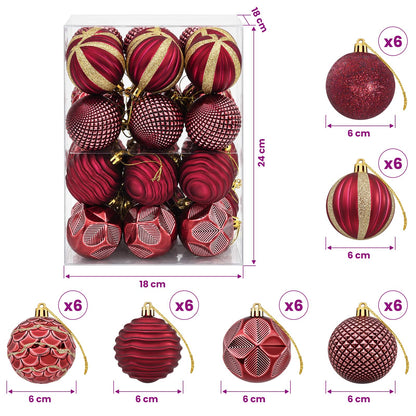 Christmas Ball Set 36 pcs Wine Red 6 cm Polystyrene