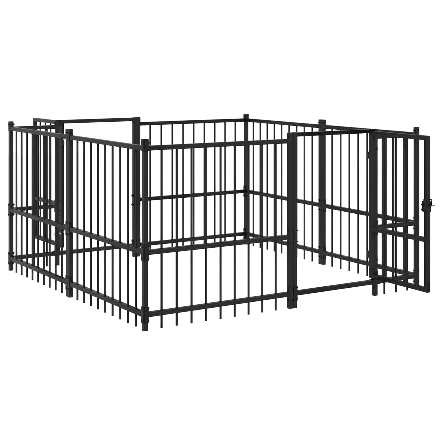 Outdoor Dog Playpen Black 192 x 192 x 100 cm Steel