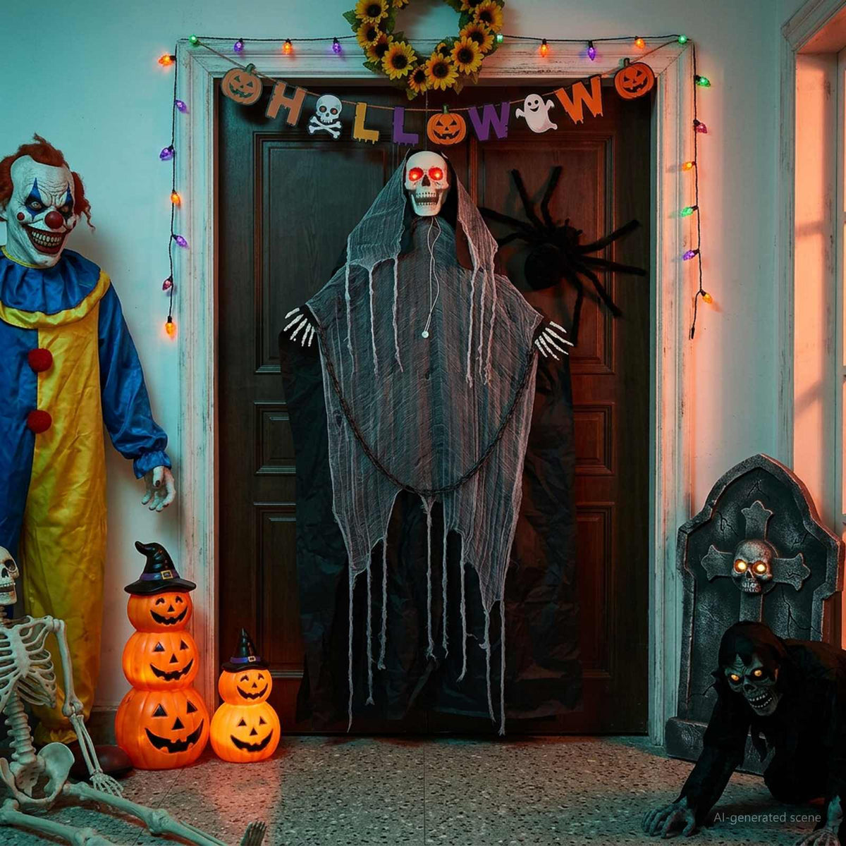 Halloween Hanging Grim Reaper SPOOKA Black 112 x 164 cm