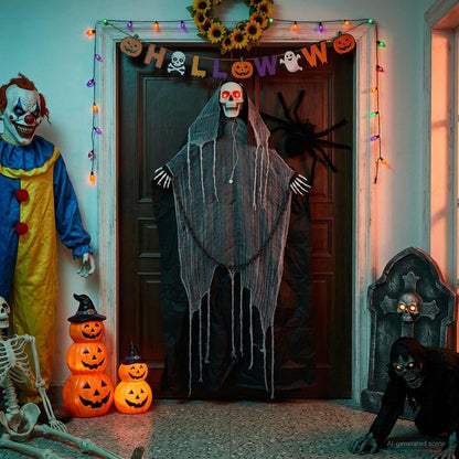 Halloween Hanging Grim Reaper SPOOKA Black 112 x 164 cm