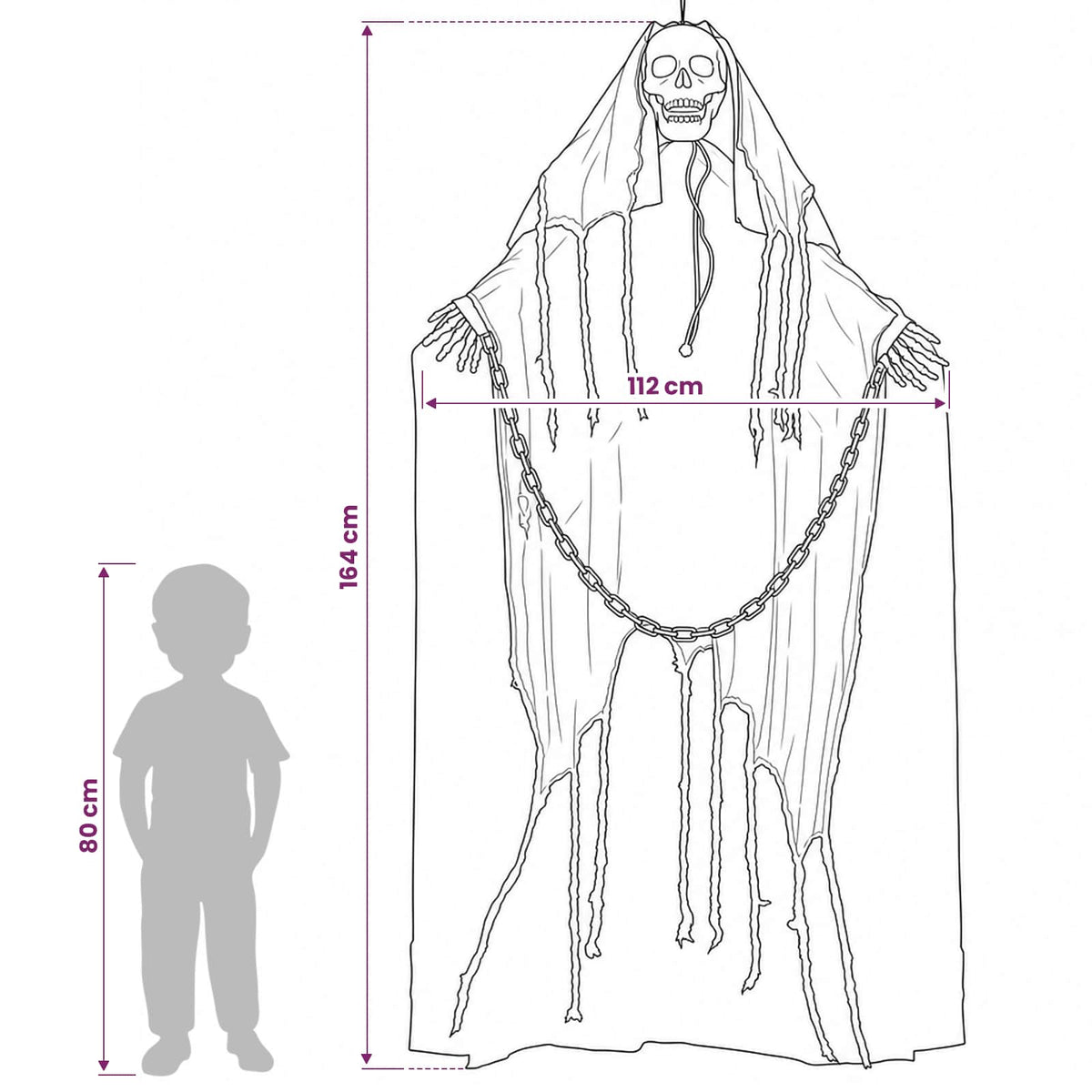 Halloween Hanging Grim Reaper SPOOKA Black 112 x 164 cm