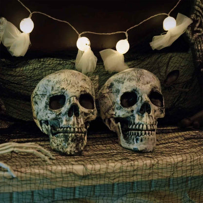 Halloween Skull SPOOKA 2 pcs White 12 x 15 x 17.5 cm Plastic