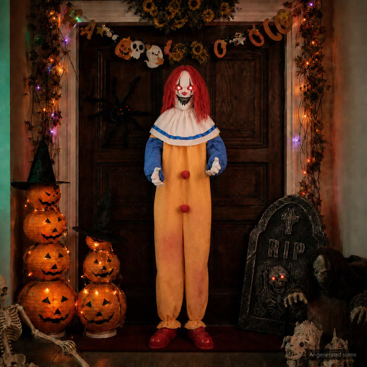 Halloween Scary Clown SPOOKA Yellow and Blue 126.5 x 180 cm