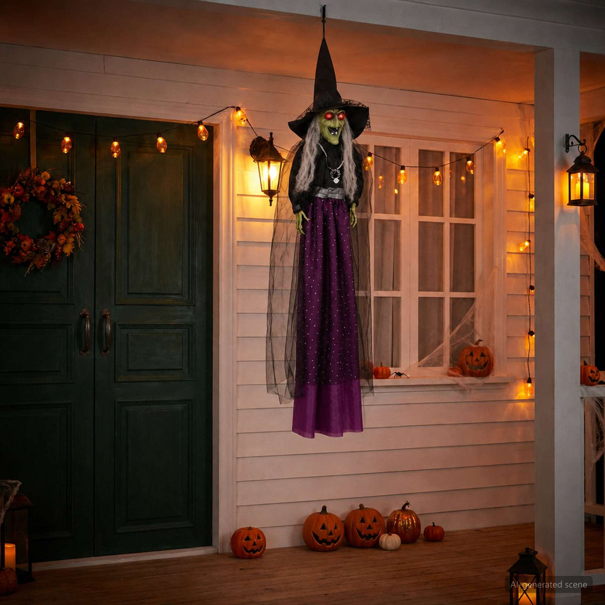 Halloween Hanging Witch SPOOKA Purple 30 x 133 cm