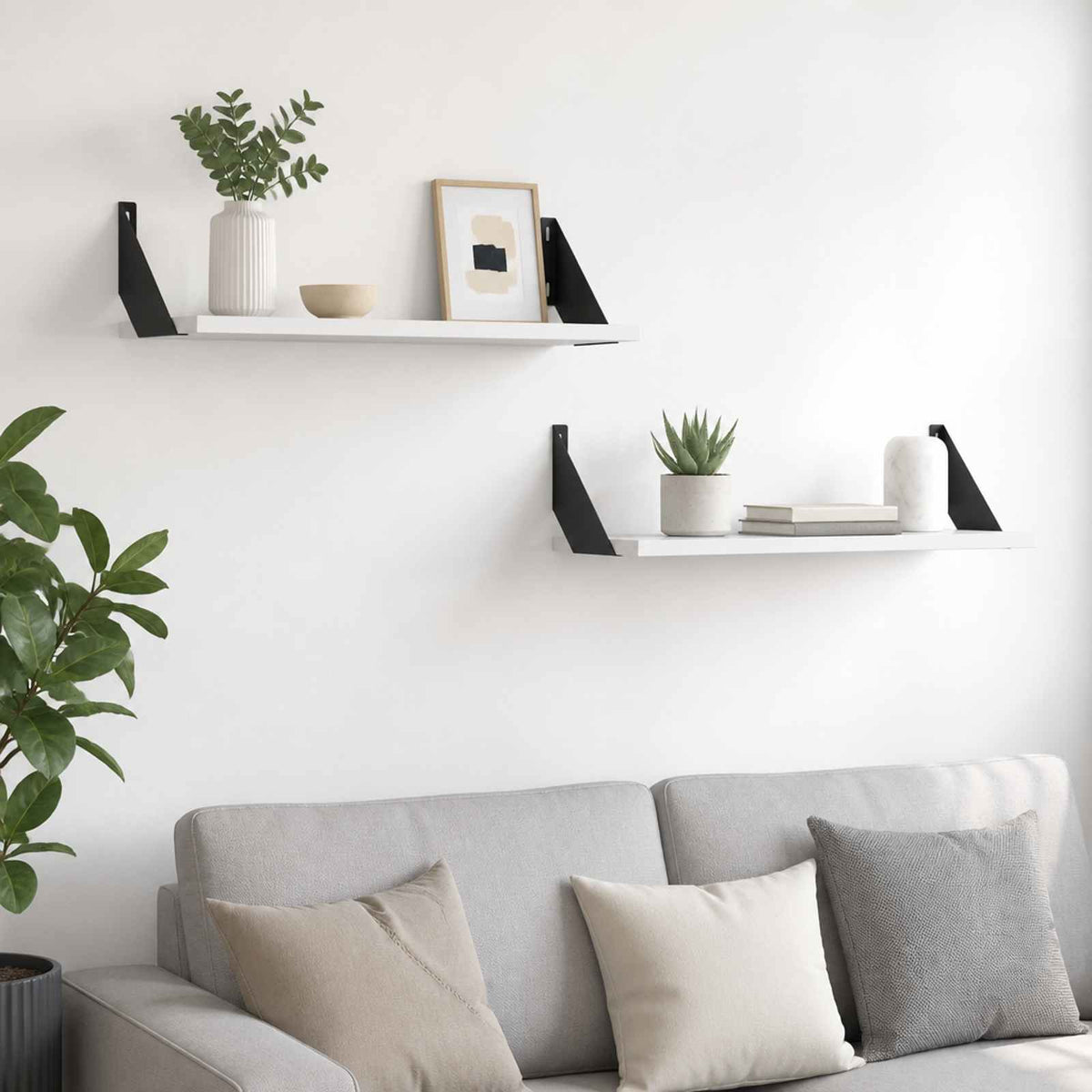 Wall Shelves 2 pcs White 50 x 20 x 17 cm