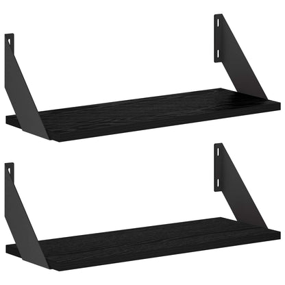 Wall Shelves 2 pcs Black Oak 50 x 20 x 17 cm