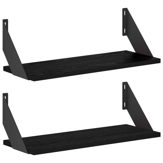 Wall Shelves 2 pcs Black Oak 50 x 20 x 17 cm