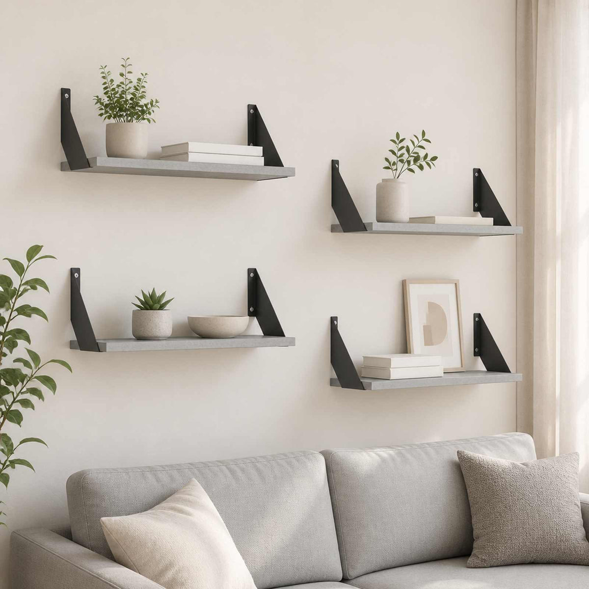 Wall Shelves 4 pcs Concrete Grey 50 x 20 x 17 cm