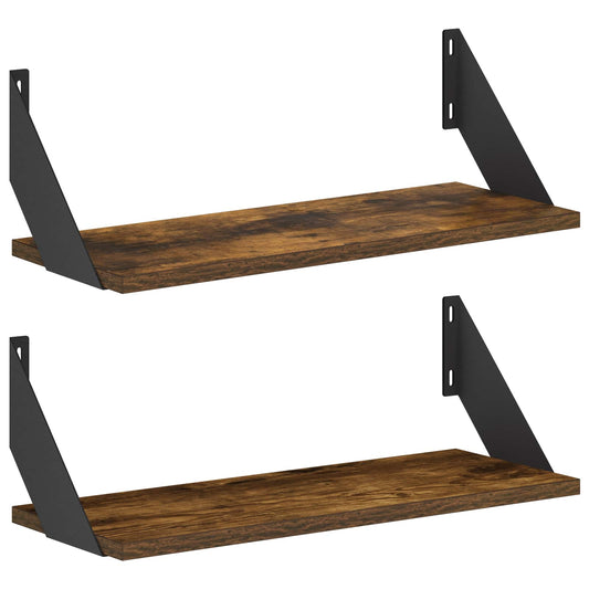 Wall Shelves 2 pcs Smoked Oak 50 x 20 x 17 cm