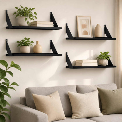 Wall Shelves 4 pcs Black Oak 60 x 20 x 17 cm
