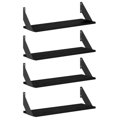 Wall Shelves 4 pcs Black Oak 60 x 20 x 17 cm