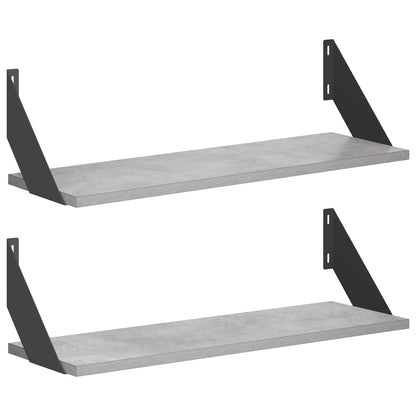 Wall Shelves 2 pcs Concrete Grey 60 x 20 x 17 cm