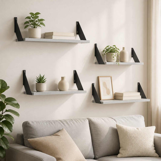 Wall Shelves 4 pcs Concrete Grey 60 x 20 x 17 cm