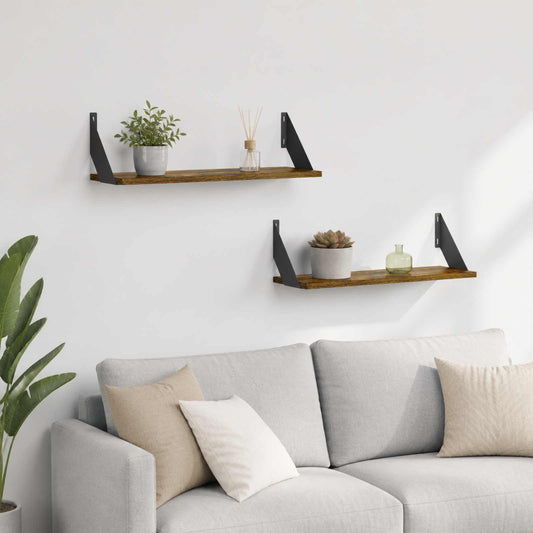 Wall Shelves 2 pcs Smoked Oak 60 x 20 x 17 cm