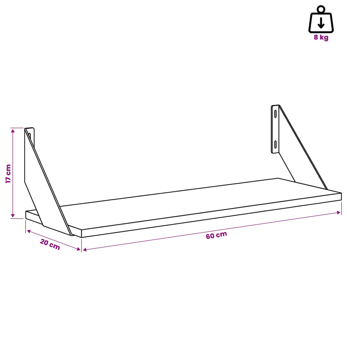 Wall Shelves 2 pcs Grey Sonoma 60 x 20 x 17 cm