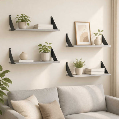 Wall Shelves 4 pcs Grey Sonoma 60 x 20 x 17 cm