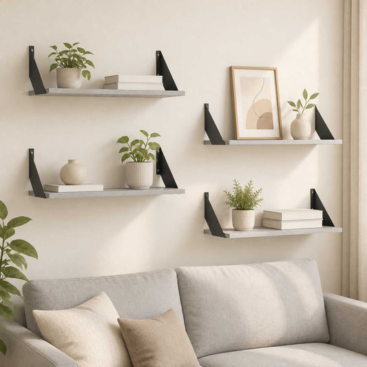 Wall Shelves 4 pcs Grey Sonoma 60 x 20 x 17 cm