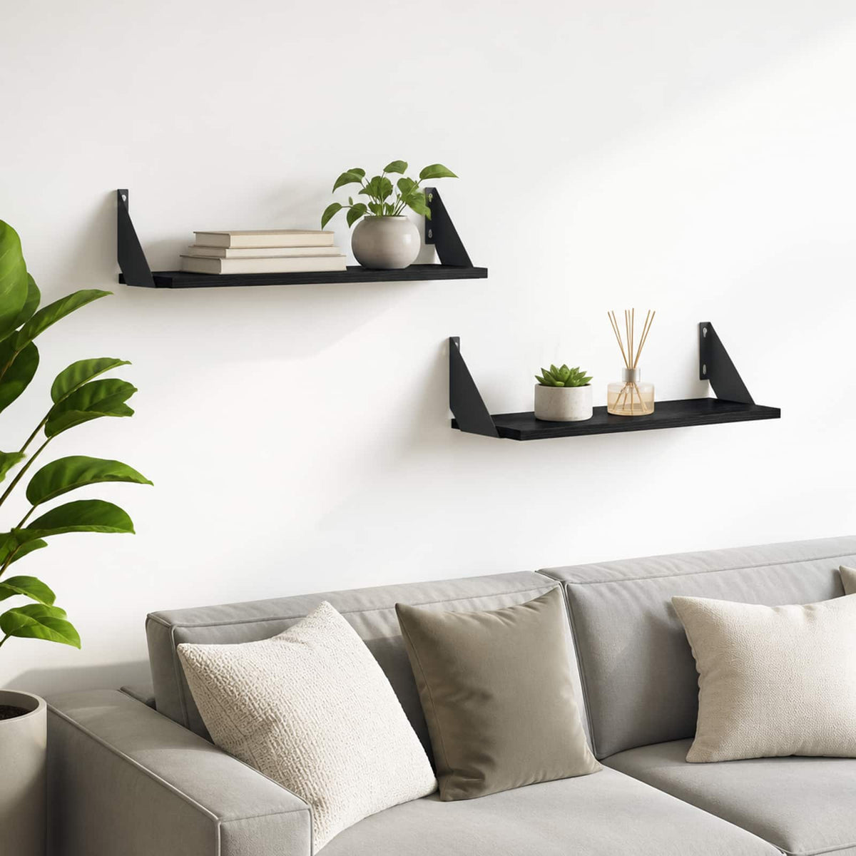 Wall Shelves 2 pcs Black Oak 70 x 20 x 17 cm