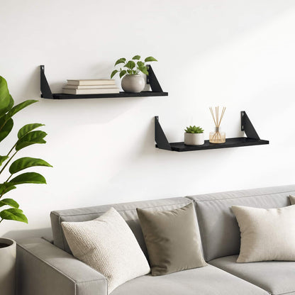 Wall Shelves 2 pcs Black Oak 70 x 20 x 17 cm
