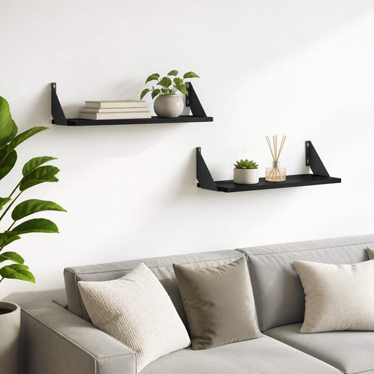 Wall Shelves 2 pcs Black Oak 70 x 20 x 17 cm