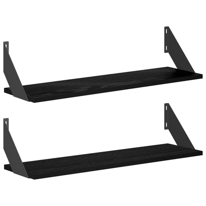 Wall Shelves 2 pcs Black Oak 70 x 20 x 17 cm