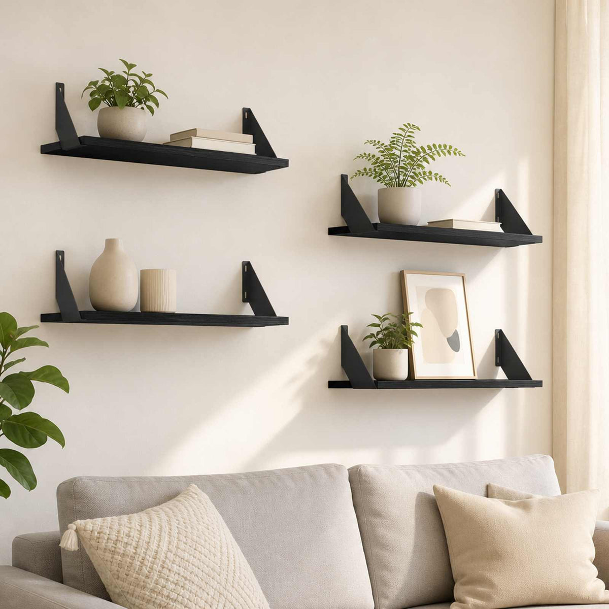 Wall Shelves 4 pcs Black Oak 70 x 20 x 17 cm