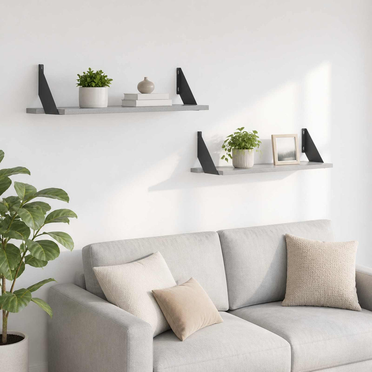 Wall Shelves 2 pcs Concrete Grey 70 x 20 x 17 cm