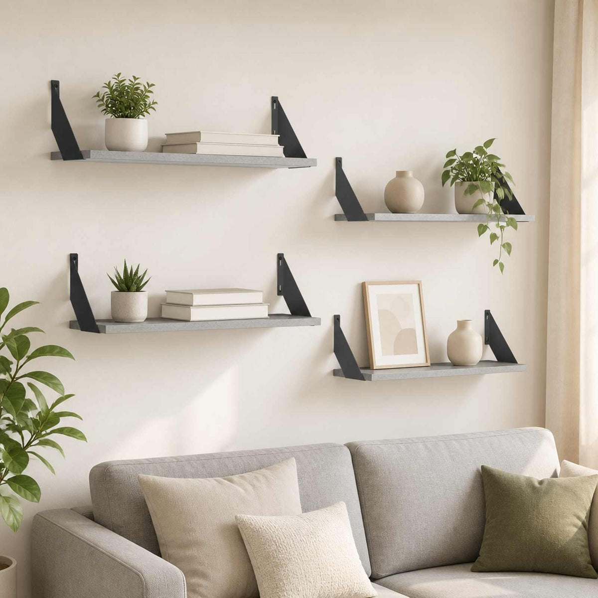 Wall Shelves 4 pcs Concrete Grey 70 x 20 x 17 cm