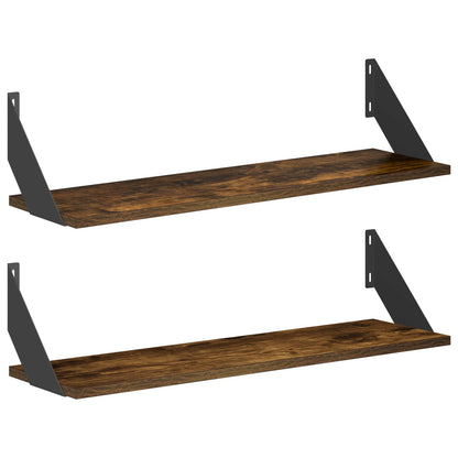 Wall Shelves 2 pcs Smoked Oak 70 x 20 x 17 cm
