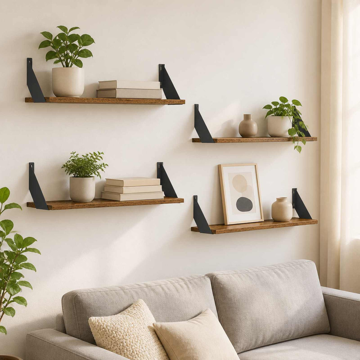 Wall Shelves 4 pcs Old Wood 70 x 20 x 17 cm