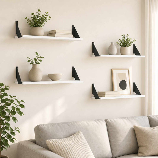 Wall Shelves 4 pcs White 80 x 20 x 17 cm