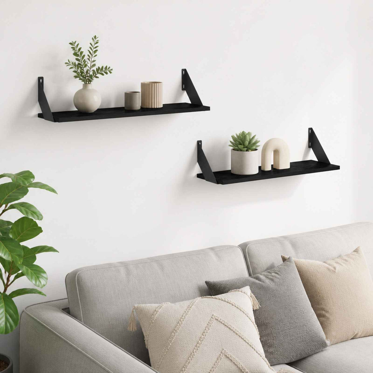 Wall Shelves 2 pcs Black Oak 80 x 20 x 17 cm