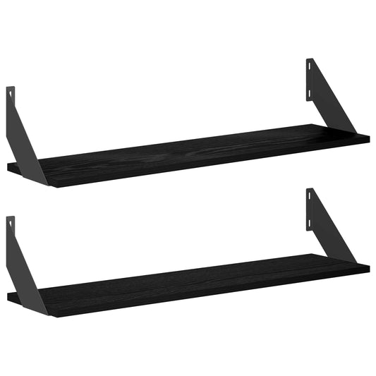 Wall Shelves 2 pcs Black Oak 80 x 20 x 17 cm