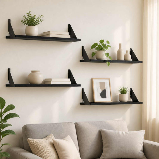 Wall Shelves 4 pcs Black Oak 80 x 20 x 17 cm