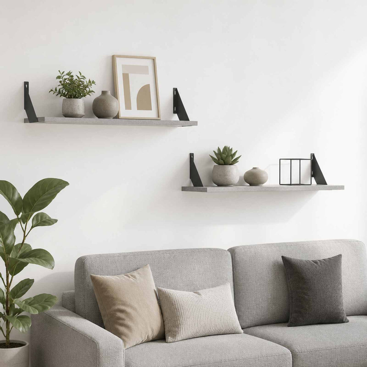 Wall Shelves 2 pcs Concrete Grey 80 x 20 x 17 cm