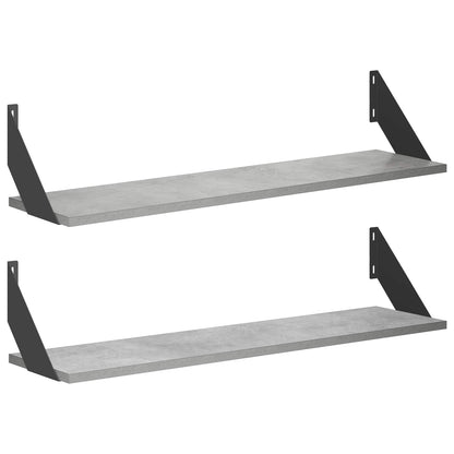 Wall Shelves 2 pcs Concrete Grey 80 x 20 x 17 cm