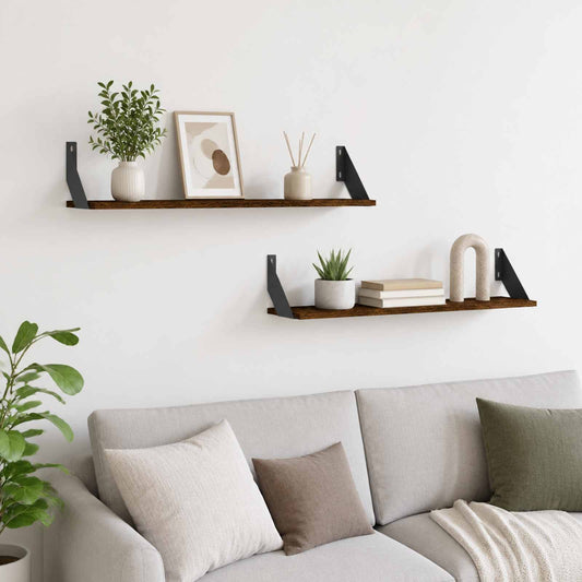 Wall Shelves 2 pcs Smoked Oak 80 x 20 x 17 cm