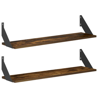 Wall Shelves 2 pcs Smoked Oak 80 x 20 x 17 cm