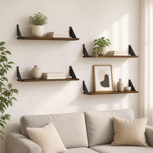 Wall Shelves 4 pcs Smoked Oak 80 x 20 x 17 cm