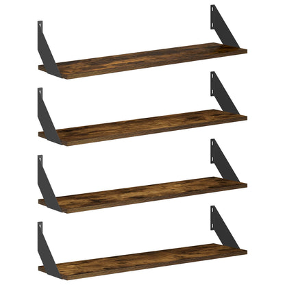 Wall Shelves 4 pcs Smoked Oak 80 x 20 x 17 cm