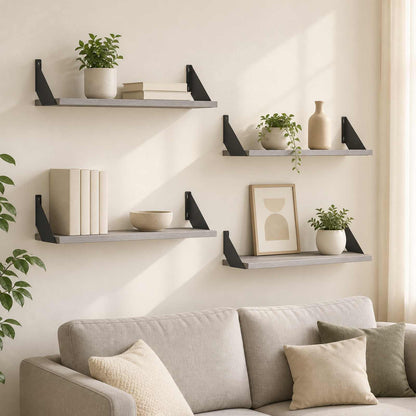 Wall Shelves 4 pcs Grey Sonoma 80 x 20 x 17 cm