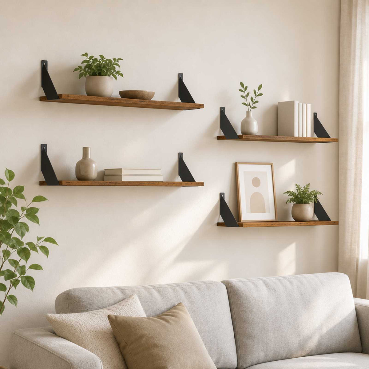 Wall Shelves 4 pcs Old Wood 80 x 20 x 17 cm