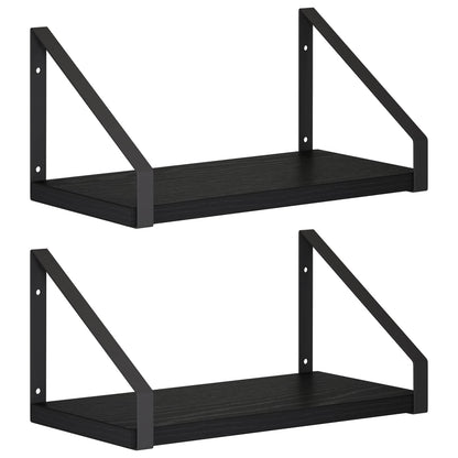 Wall Shelves 2 pcs Black Oak 30 x 16 x 15.5 cm