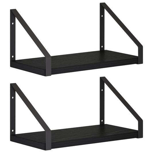 Wall Shelves 2 pcs Black Oak 30 x 16 x 15.5 cm