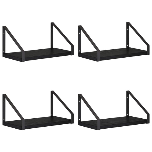 Wall Shelves 4 pcs Black Oak 30 x 16 x 15.5 cm