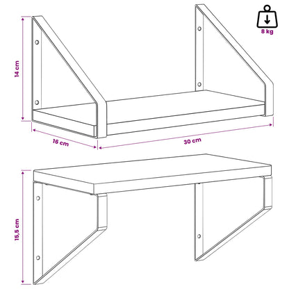 Wall Shelves 2 pcs Sonoma Oak 30 x 16 x 15.5 cm