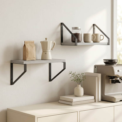 Wall Shelves 2 pcs Concrete Grey 30 x 16 x 15.5 cm