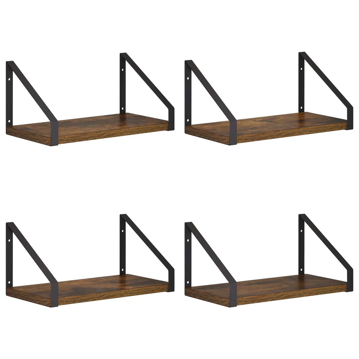 Wall Shelves 4 pcs Smoked Oak 30 x 16 x 15.5 cm