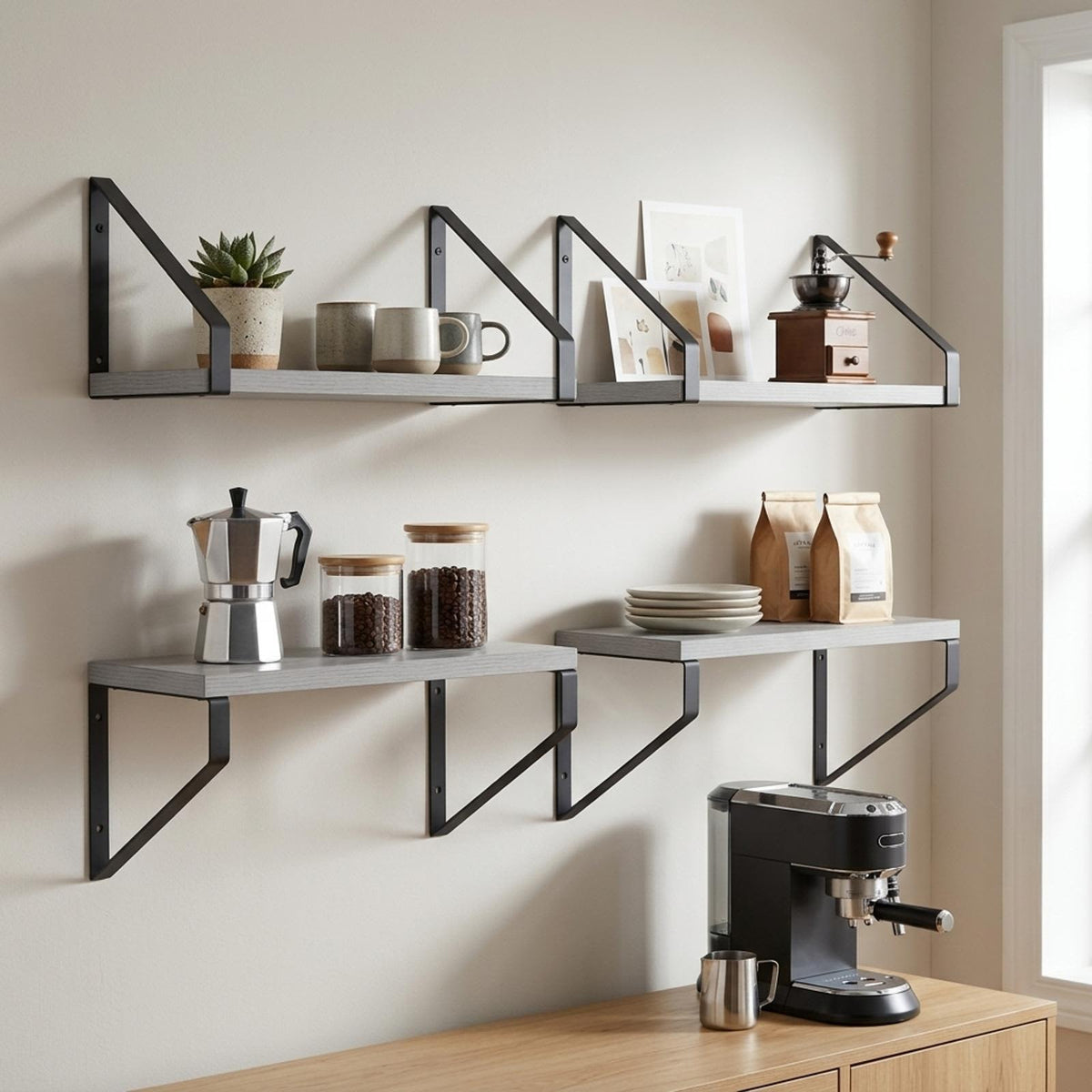 Wall Shelves 4 pcs Grey Sonoma 30 x 16 x 15.5 cm